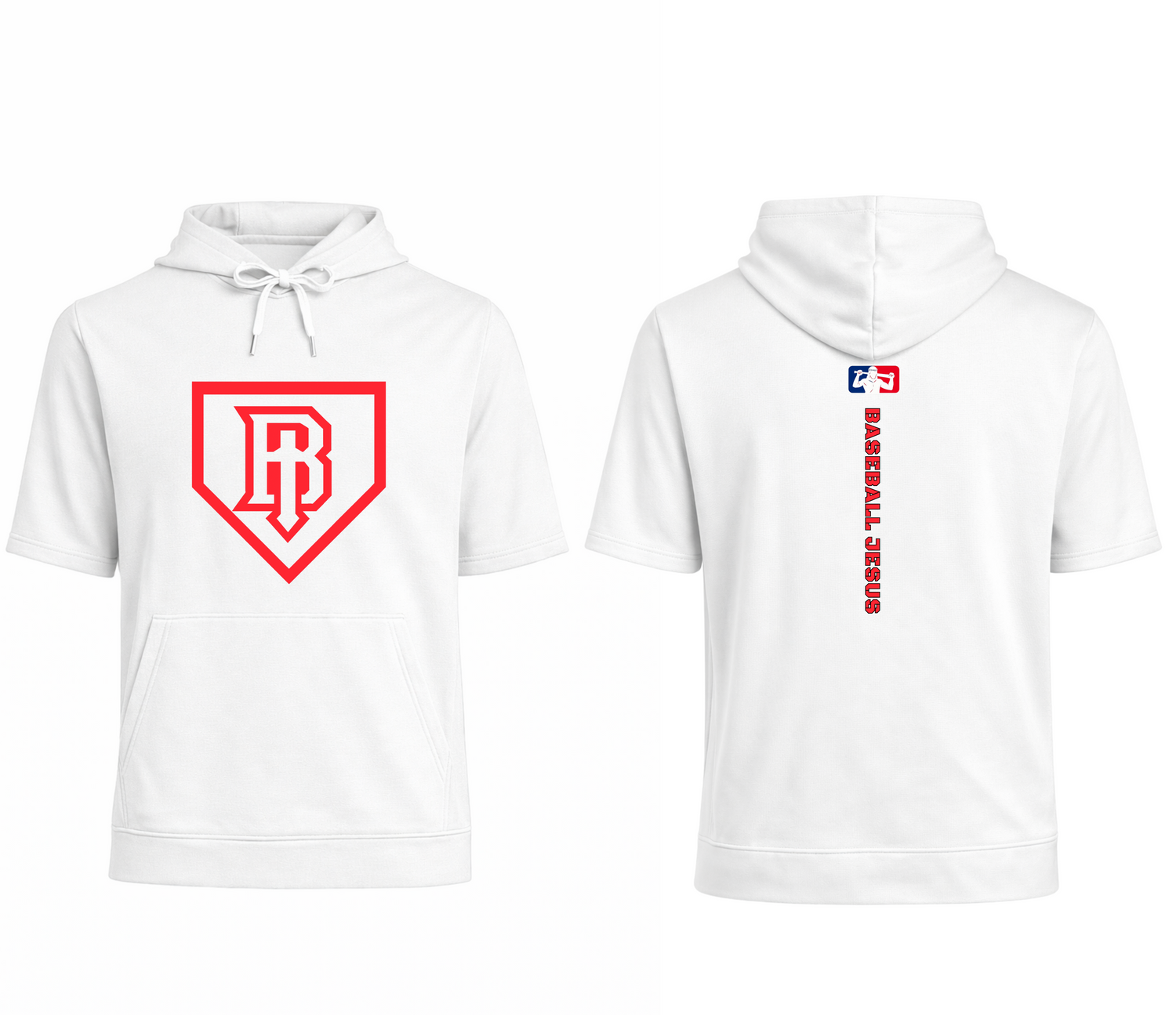 Short Sleeve Performance Hoodie - Homeplate Red Logo