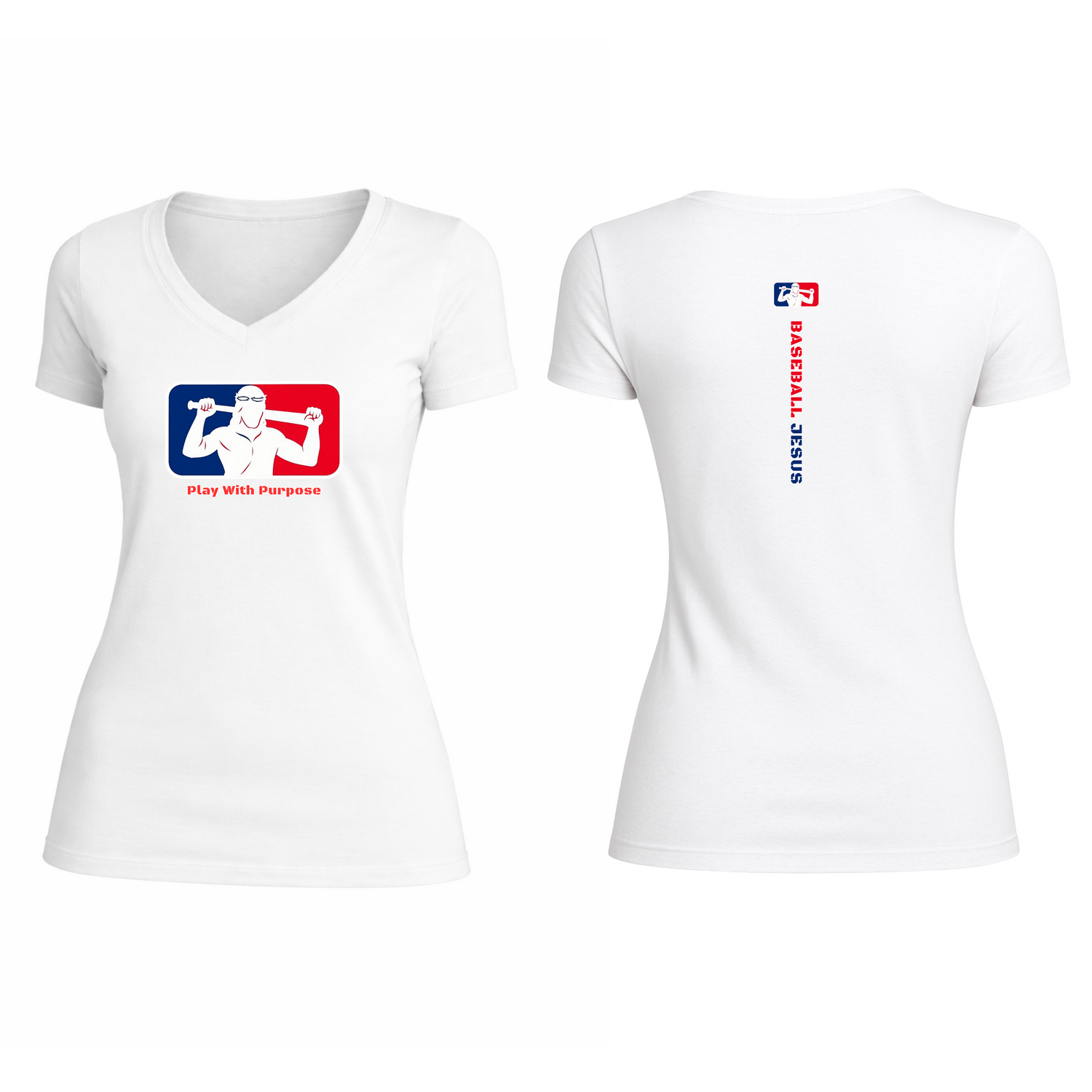 Essential V-Neck Tee - Red/White/Blue Logo