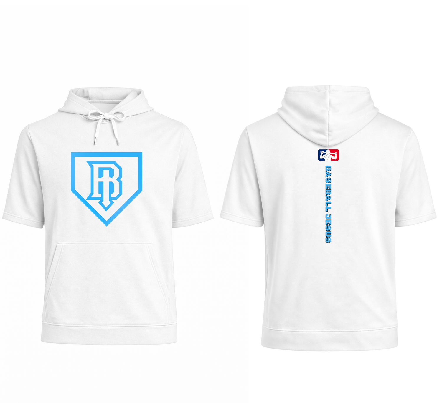Short Sleeve Performance Hoodie - Homeplate Light Blue Logo