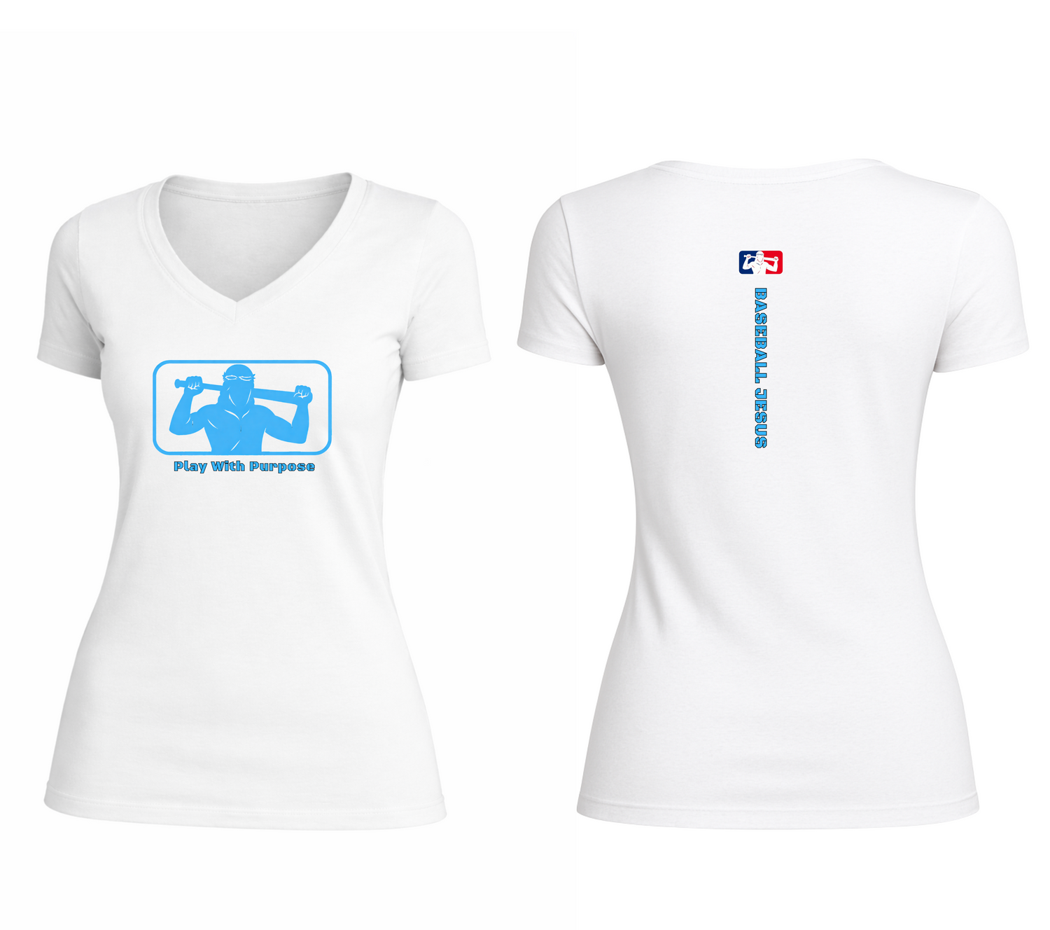 Essential V-Neck Tee - Original Light Blue Logo