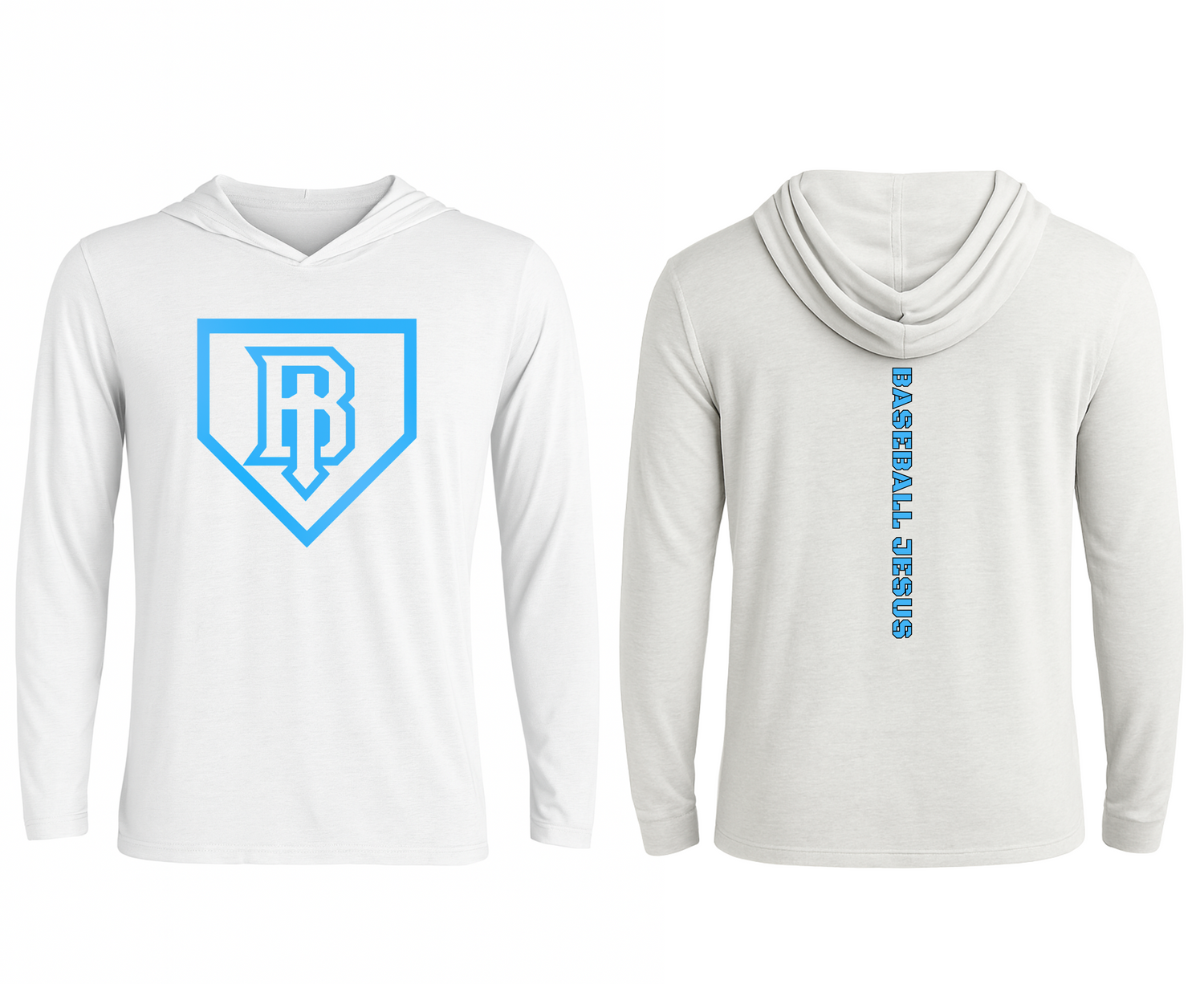 Essential Long Sleeve Hooded Tee - Homeplate Light Blue Logo