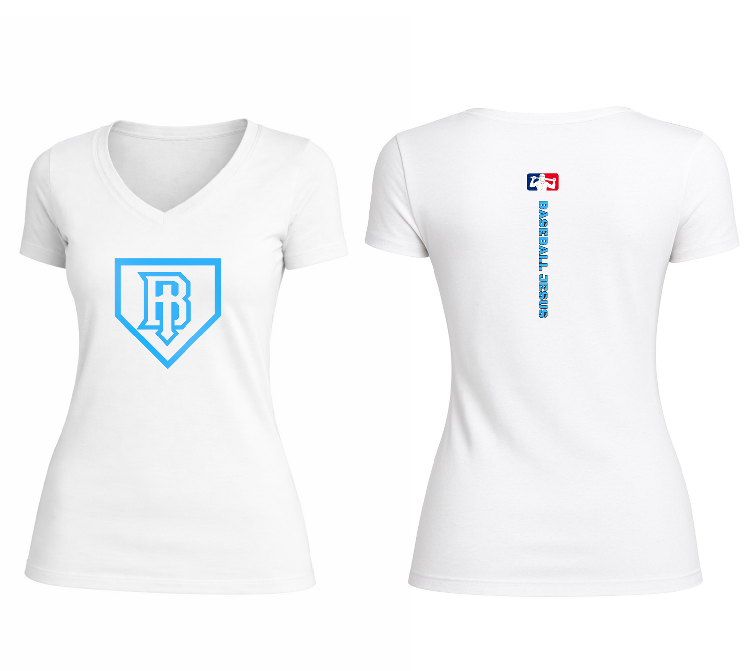 Essential V-Neck Tee - Homeplate Light Blue Logo