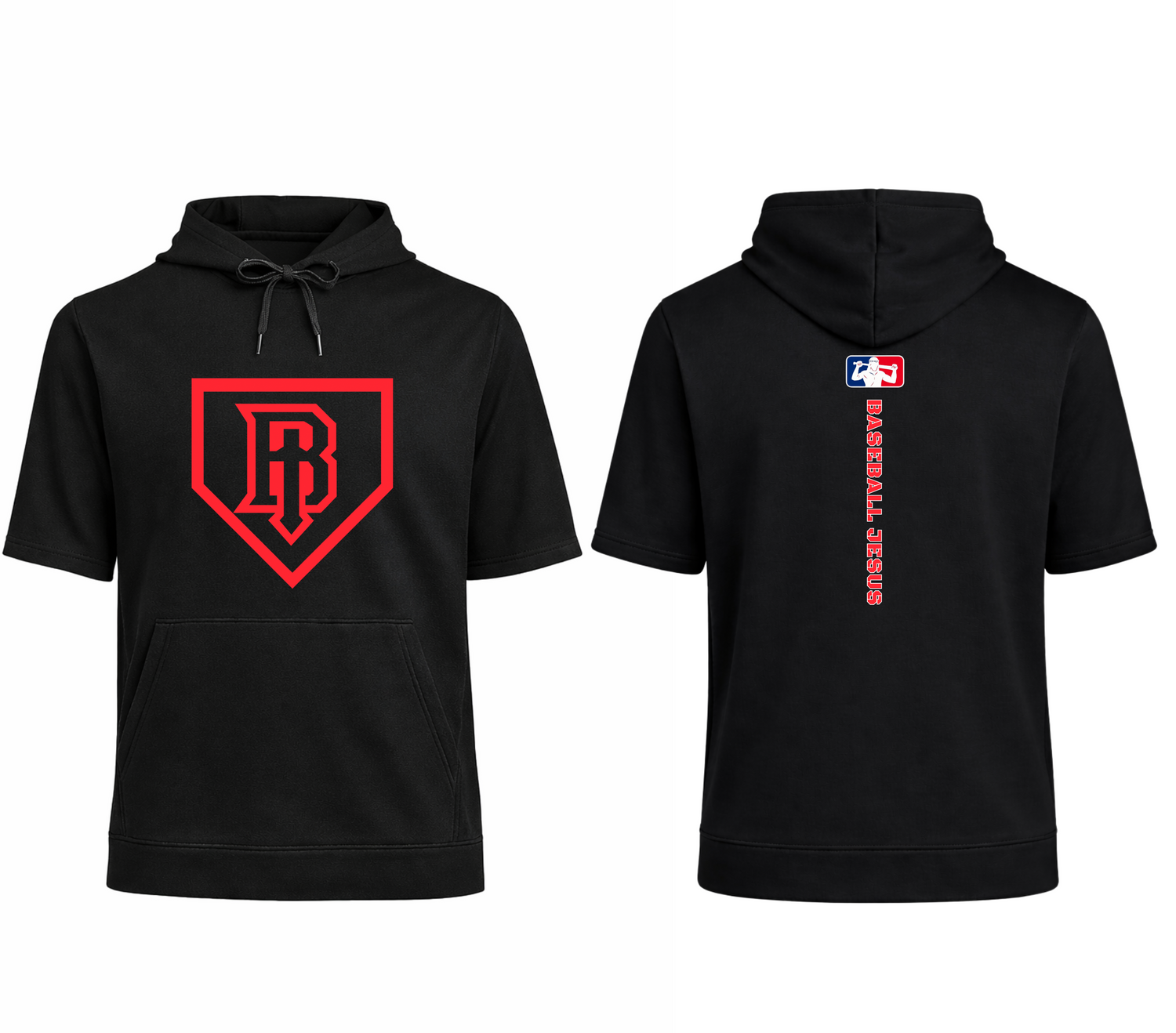 Short Sleeve Performance Hoodie - Homeplate Red Logo