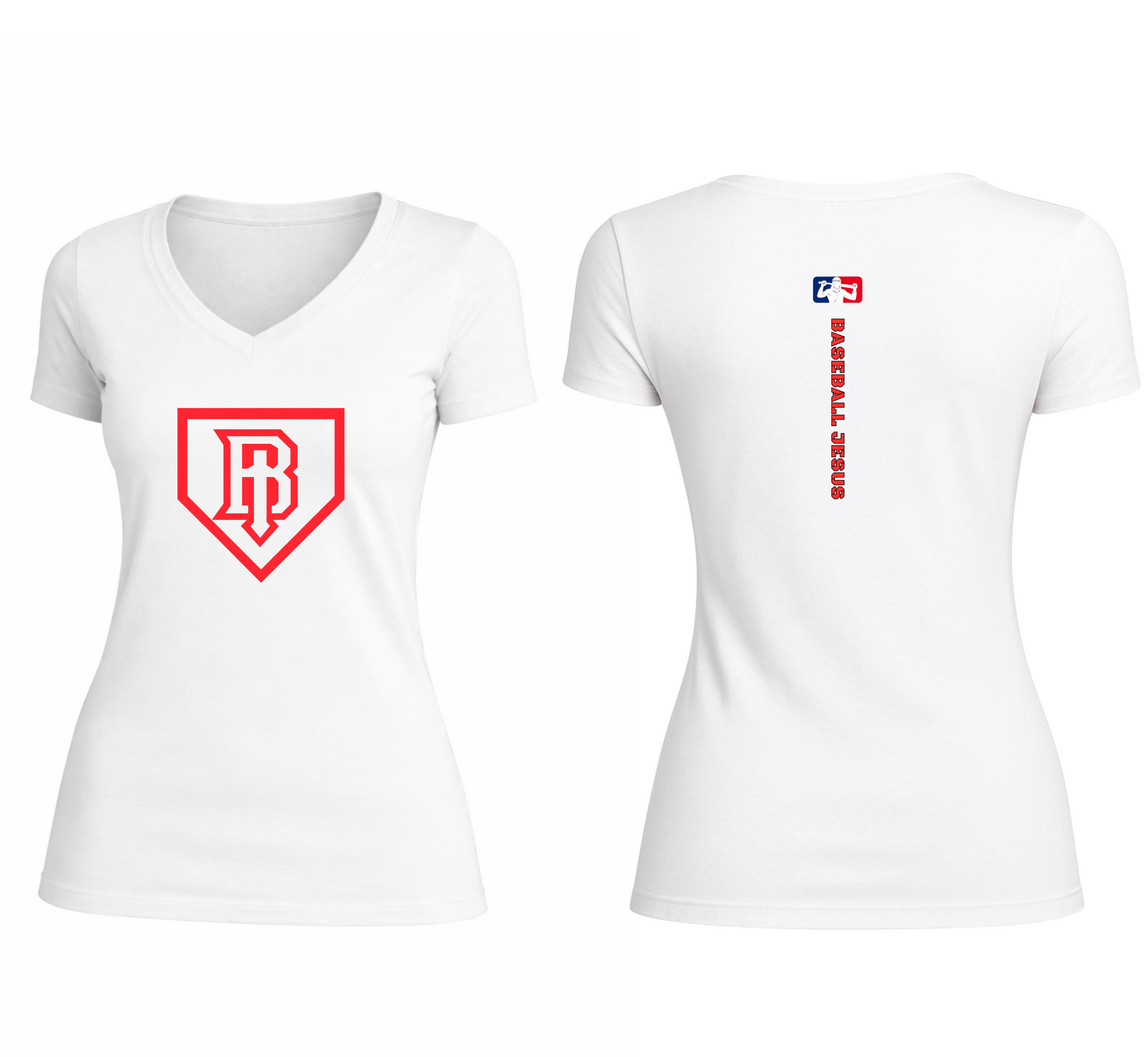 Essential V-Neck Tee - Homeplate Red Logo