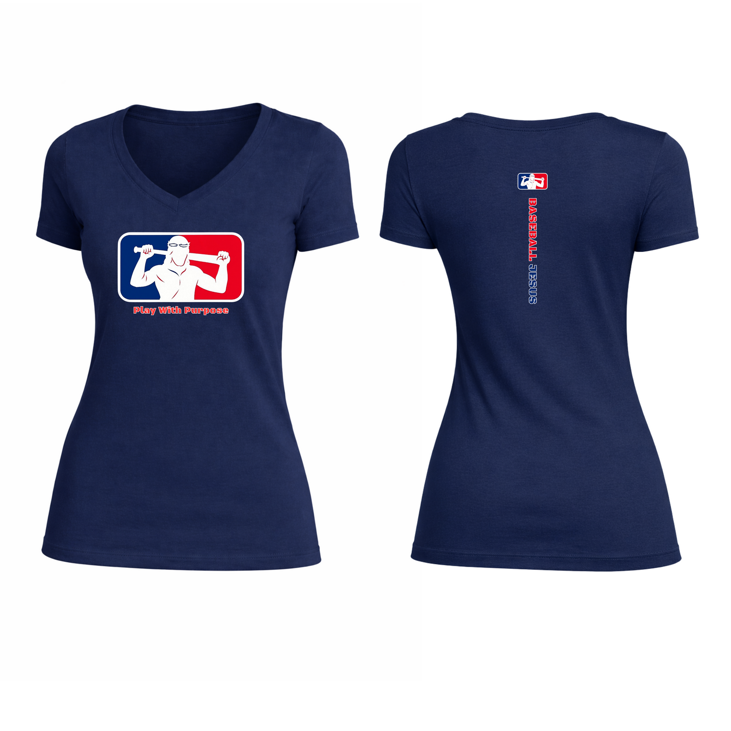 Essential V-Neck Tee - Red/White/Blue Logo