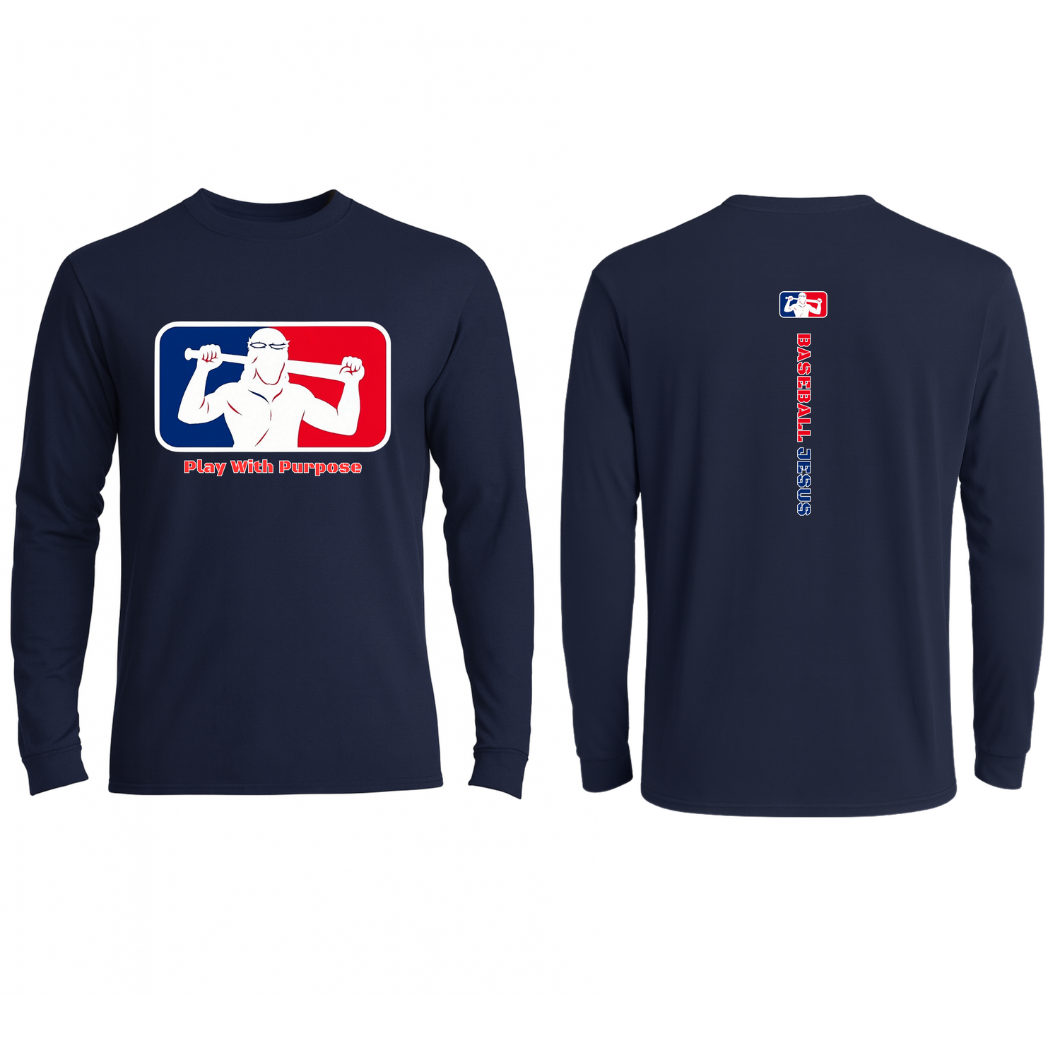 Performance Long Sleeve Tee - Red/White/Blue Logo