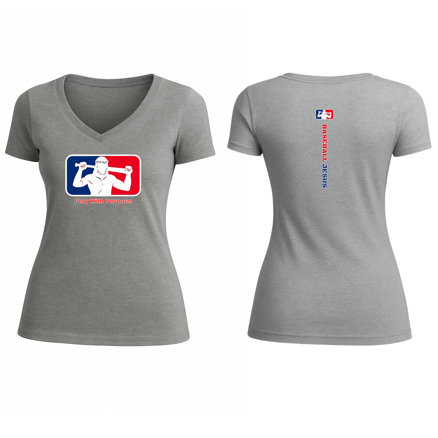 Essential V-Neck Tee - Red/White/Blue Logo