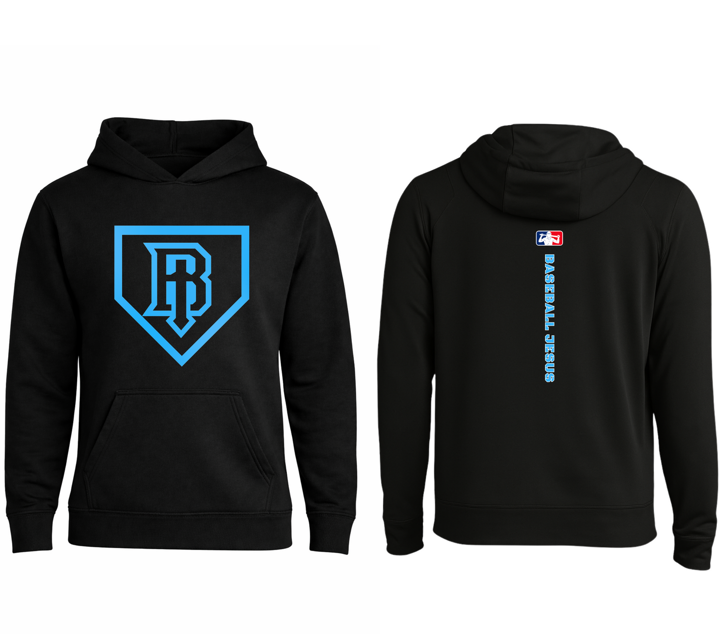 Performance Hoodie (Youth) - Homeplate Light Blue Logo